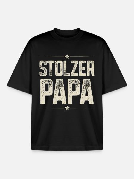 Stolzer Papa - Boxy Heavyweight Unisex Organic T-Shirt von Stanley/Stella - Schwarz