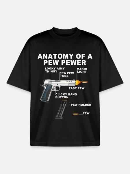 anatomy of a pew pewer - Boxy Heavyweight Unisex Organic T-Shirt by Stanley/Stella - black