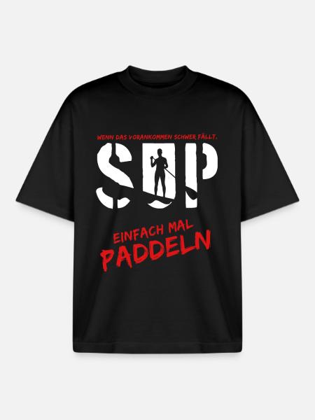 paddeln und surfen - Boxy Heavyweight Unisex Organic T-Shirt von Stanley/Stella - Schwarz