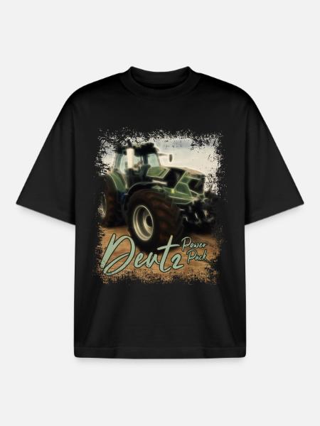Deutz Traktor Kraftpaket - Traktor Power Pack - Stanley/Stella unisex boxy heavyweight T-shirt økologisk - sort