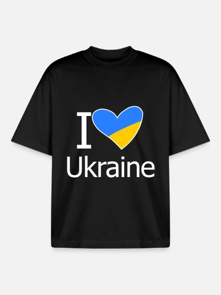 Ukraine - T-shirt unisexe boxy épais biologique Stanley/Stella - noir