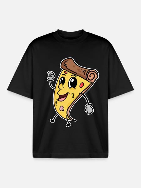 Pizza - Boxy Heavyweight Unisex Organic T-Shirt by Stanley/Stella - black