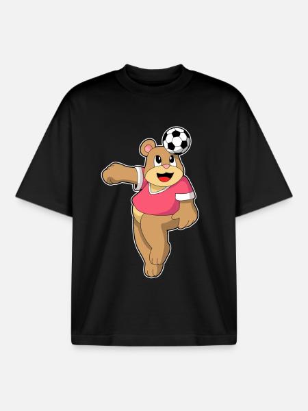Bear Soccer Player Soccer - Boxy Heavyweight Unisex Organic T-Shirt by Stanley/Stella - black