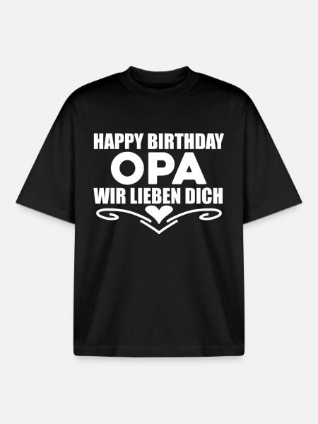 Happy Birthday Opa - Boxy Heavyweight Unisex Organic T-Shirt von Stanley/Stella - Schwarz