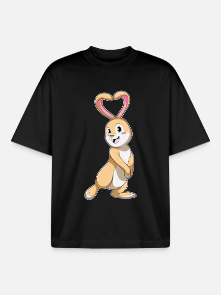Bunny Heart - Boxy Heavyweight Unisex Organic T-Shirt by Stanley/Stella - black