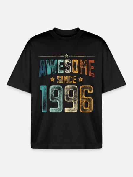 1996 Naissance Année de naissance - T-shirt unisexe boxy épais biologique Stanley/Stella - noir