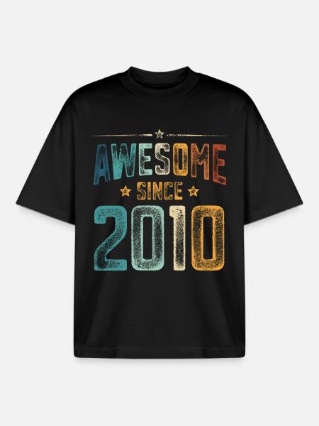 2010 Naissance Année de naissance - T-shirt unisexe boxy épais biologique Stanley/Stella - noir