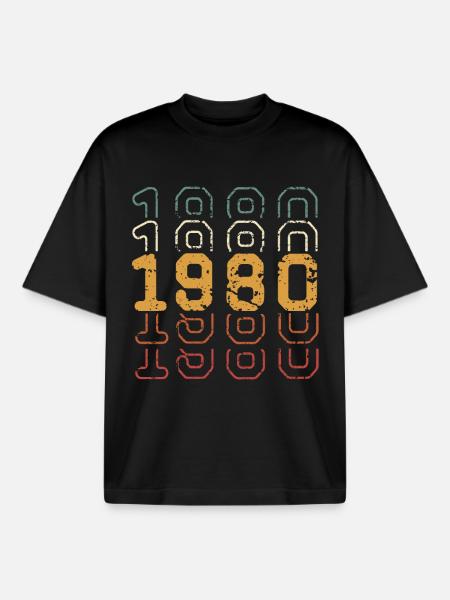 1980 - T-shirt unisexe boxy épais biologique Stanley/Stella - noir