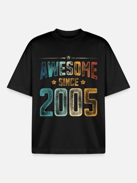 2005 Naissance Année de naissance - T-shirt unisexe boxy épais biologique Stanley/Stella - noir
