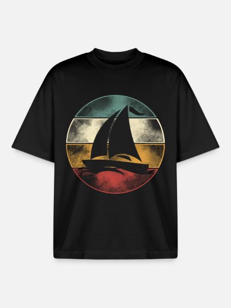 Segeln Segler Segelboot Anker - Boxy Heavyweight Unisex Organic T-Shirt von Stanley/Stella - Schwarz