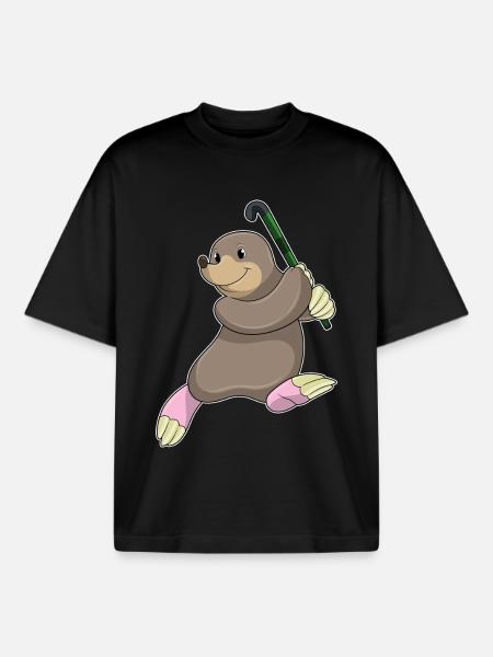 Hockey sur gazon Mole Stick - T-shirt unisexe boxy épais biologique Stanley/Stella - noir
