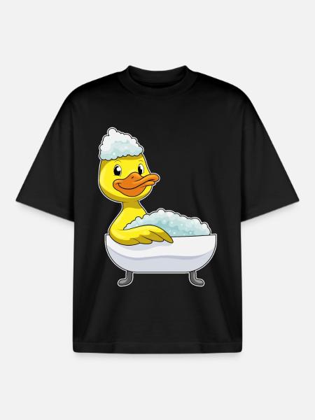 Duck Bathing Bathtub - Boxy Heavyweight Unisex Organic T-Shirt by Stanley/Stella - black