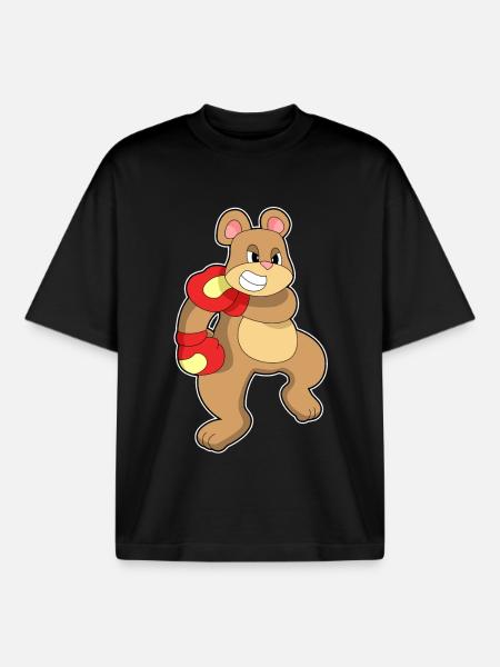 Bear Boxer Boxing Gloves Boxing - Boxy Heavyweight Unisex Organic T-Shirt by Stanley/Stella - black