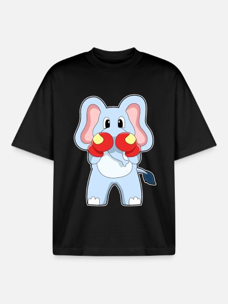 Elefant Boxer Boxhandschuhe Boxen - Boxy Heavyweight Unisex Organic T-Shirt von Stanley/Stella - Schwarz