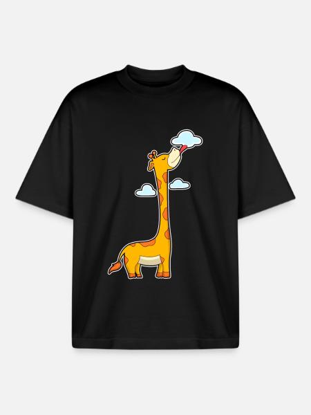 Giraffe Clouds - Boxy Heavyweight Unisex Organic T-Shirt by Stanley/Stella - black