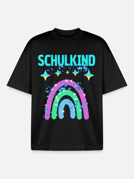 Schulkind Glitzer Regenbogen Einschulung - Boxy Heavyweight Unisex Organic T-Shirt von Stanley/Stella - Schwarz