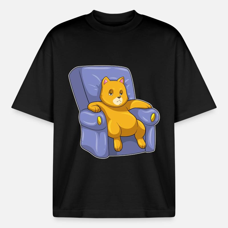 Katze mit Sofa - Boxy Heavyweight Unisex Organic T-Shirt von Stanley/Stella - Schwarz