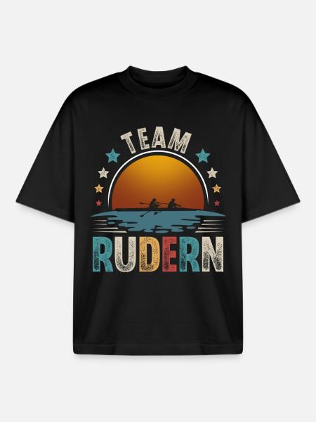 Rudern Ruderer Ruderboot Team - Boxy Heavyweight Unisex Organic T-Shirt von Stanley/Stella - Schwarz