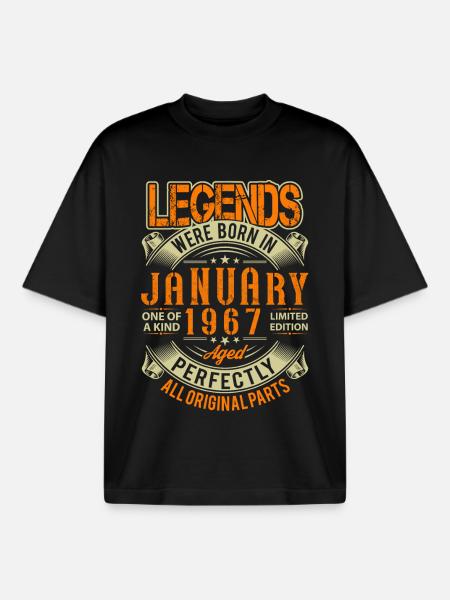 1967 January Birthday Legend - Boxy Heavyweight Unisex Organic T-Shirt by Stanley/Stella - black
