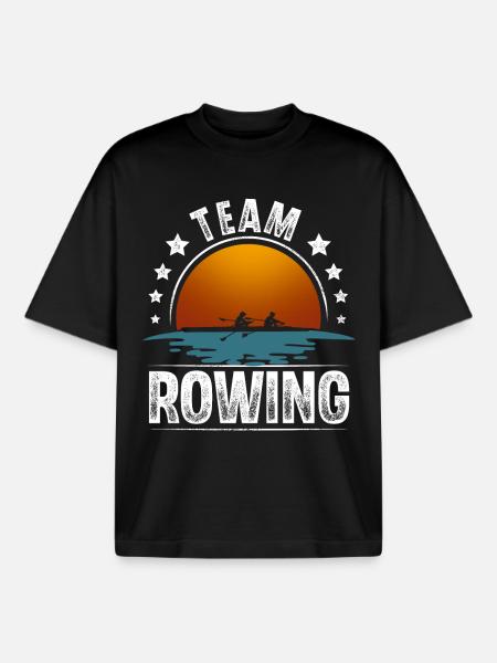Rowing Rower Rowing Boat Team - Boxy Heavyweight Unisex Organic T-Shirt by Stanley/Stella - black