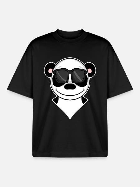Panda - ours panda cool - T-shirt unisexe boxy épais biologique Stanley/Stella - noir