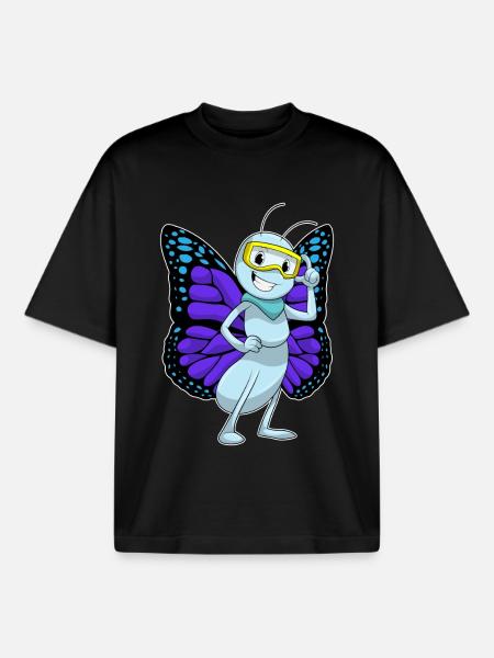 Butterfly Glasses - Boxy Heavyweight Unisex Organic T-Shirt by Stanley/Stella - black