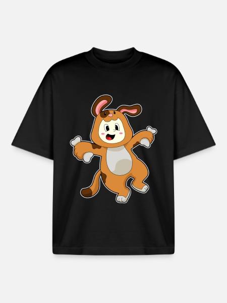 Dog Bunny Ears - Boxy Heavyweight Unisex Organic T-Shirt by Stanley/Stella - black