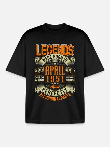 1951 April Birthday Legend - Boxy Heavyweight Unisex Organic T-Shirt by Stanley/Stella - black