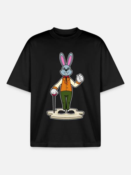 Bunny Pensioner Walking Stick - Boxy Heavyweight Unisex Organic T-Shirt by Stanley/Stella - black