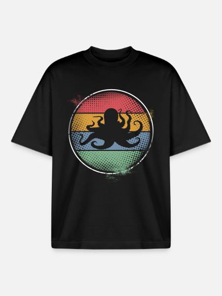 Ośmiornica Octopus Octopus Zwierzę morskie - T-shirt unisex boxy ciężki organiczny Stanley/Stella - czarny