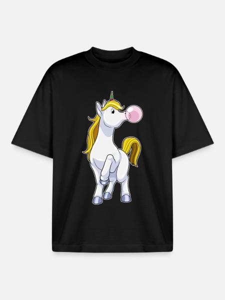 Chewing-gum licorne - T-shirt unisexe boxy épais biologique Stanley/Stella - noir