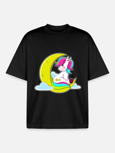 Einhorn Mond - Boxy Heavyweight Unisex Organic T-Shirt von Stanley/Stella - Schwarz
