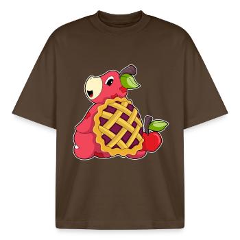 Turtle Apple - Boxy Heavyweight Unisex Organic T-Shirt by Stanley/Stella - mocha - Front - AI Model Male 185 light (185cm) & AI Model Female 172 dark (172cm)