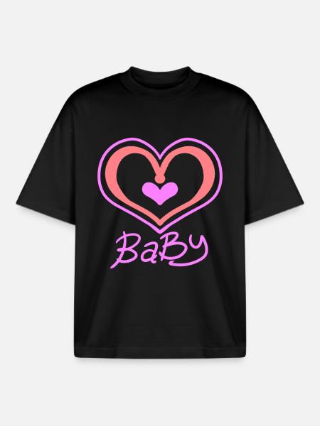 Cœur de bébé - T-shirt unisexe boxy épais biologique Stanley/Stella - noir