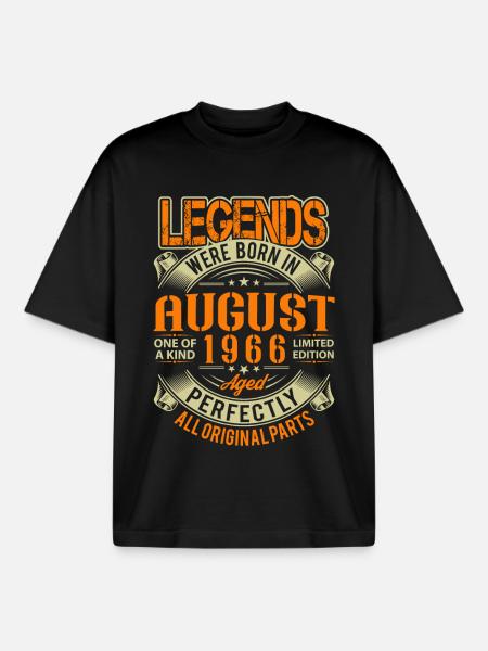 1966 August Birthday Legend - Boxy Heavyweight Unisex Organic T-Shirt by Stanley/Stella - black