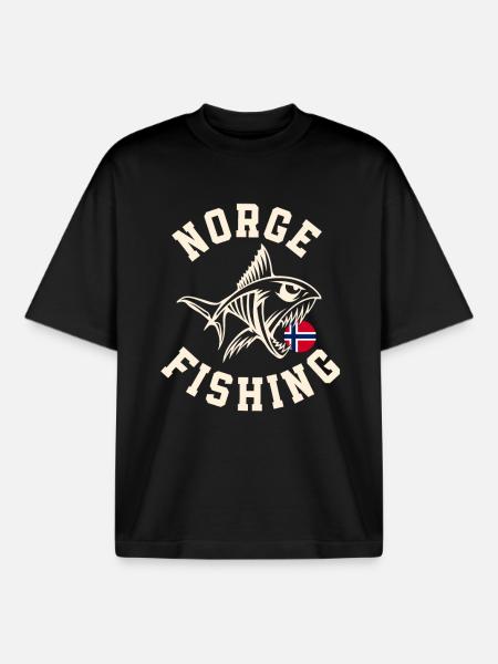 Norway Fishing Tour Fishing Angler Fishing - Boxy Heavyweight Unisex Organic T-Shirt by Stanley/Stella - black