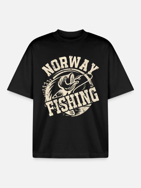 Norway Fishing Angler Fishing - Boxy Heavyweight Unisex Organic T-Shirt by Stanley/Stella - black