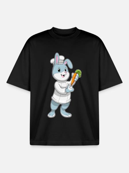 Bunny Cook Carrot Cooking - Boxy Heavyweight Unisex Organic T-Shirt by Stanley/Stella - black