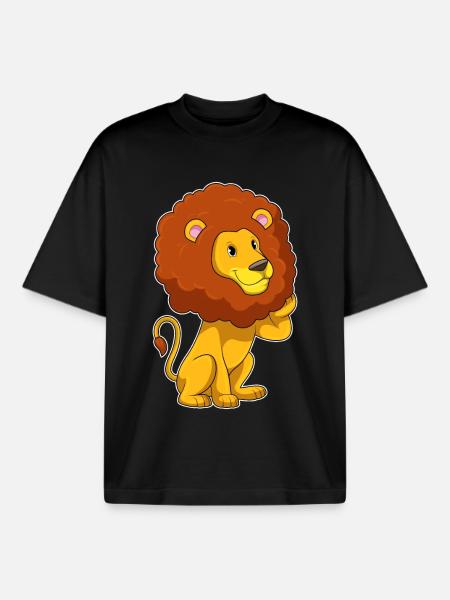 Lion Afro Hairstyle - Boxy Heavyweight Unisex Organic T-Shirt by Stanley/Stella - black