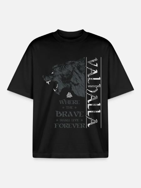 Valhalla Viking Grizzly Bjørn Wotan Knude Nordisk - Stanley/Stella unisex boxy heavyweight T-shirt økologisk - sort
