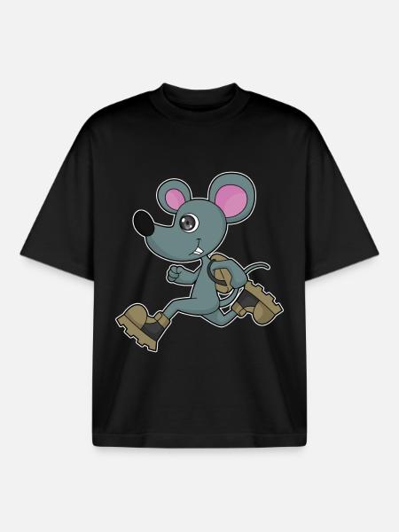 Mouse Jogger Jogging Sport - Boxy Heavyweight Unisex Organic T-Shirt by Stanley/Stella - black