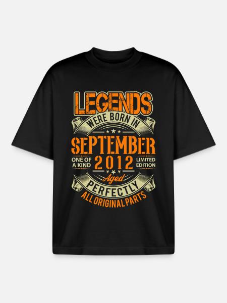 2012 September Birthday Legend - Boxy Heavyweight Unisex Organic T-Shirt by Stanley/Stella - black
