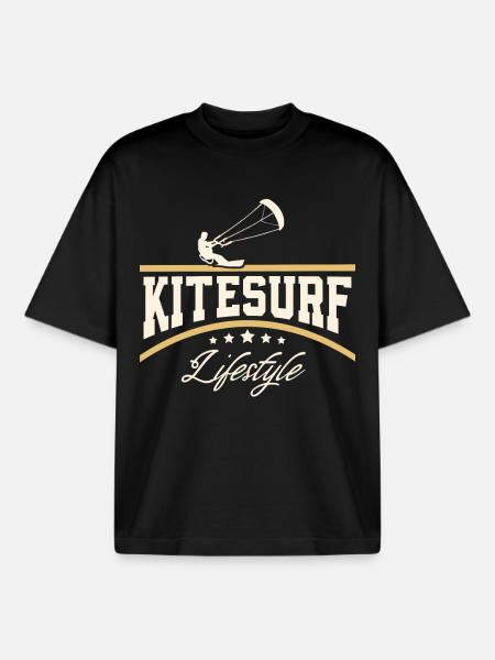 Kitesurfen Kitesurf Kitesurfer Kiteboard - T-shirt unisexe boxy épais biologique Stanley/Stella - noir