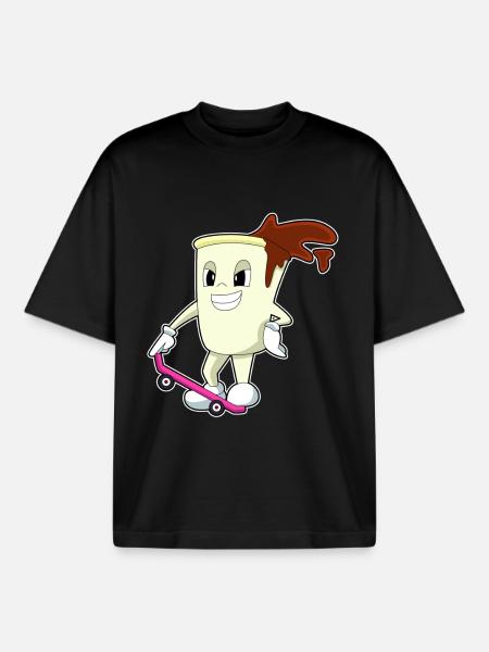 Coffee Skater Skateboard - Boxy Heavyweight Unisex Organic T-Shirt by Stanley/Stella - black