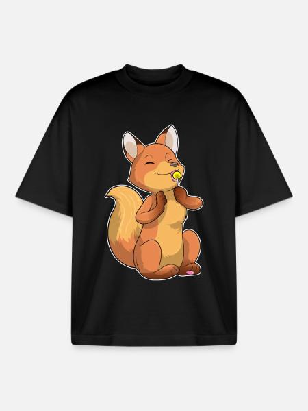 Fox lollipop - Boxy Heavyweight Unisex Organic T-Shirt by Stanley/Stella - black