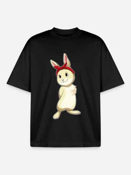 Bunny Hair Bow - Boxy Heavyweight Unisex Organic T-Shirt by Stanley/Stella - black