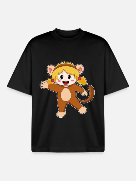 Affe Mädchen Kostüm - Boxy Heavyweight Unisex Organic T-Shirt von Stanley/Stella - Schwarz