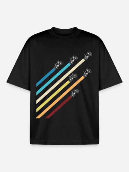 Rennrad Fahrrad mit bunten Streifen - Boxy Heavyweight Unisex Organic T-Shirt von Stanley/Stella - Schwarz