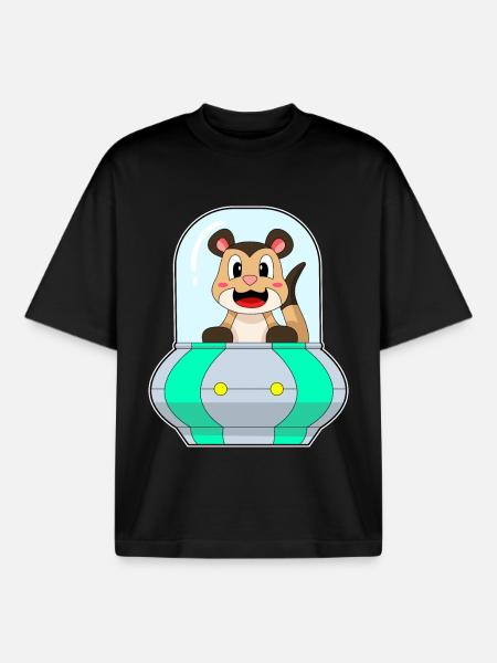 Vaisseau spatial Suricate Espace - T-shirt unisexe boxy épais biologique Stanley/Stella - noir