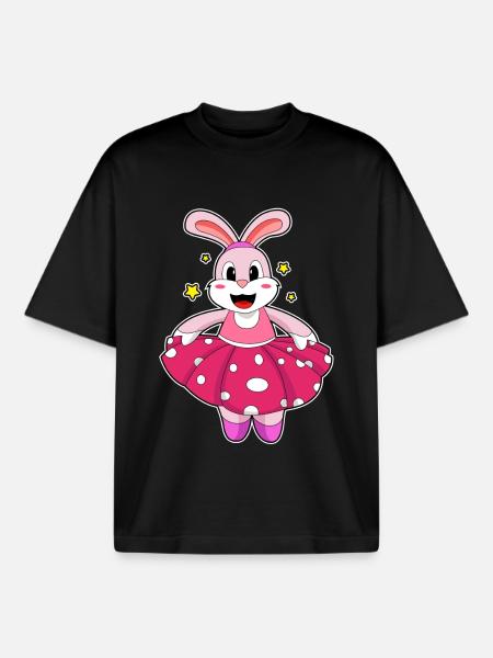 Bunny Ballerina Ballet Dance - Boxy Heavyweight Unisex Organic T-Shirt by Stanley/Stella - black
